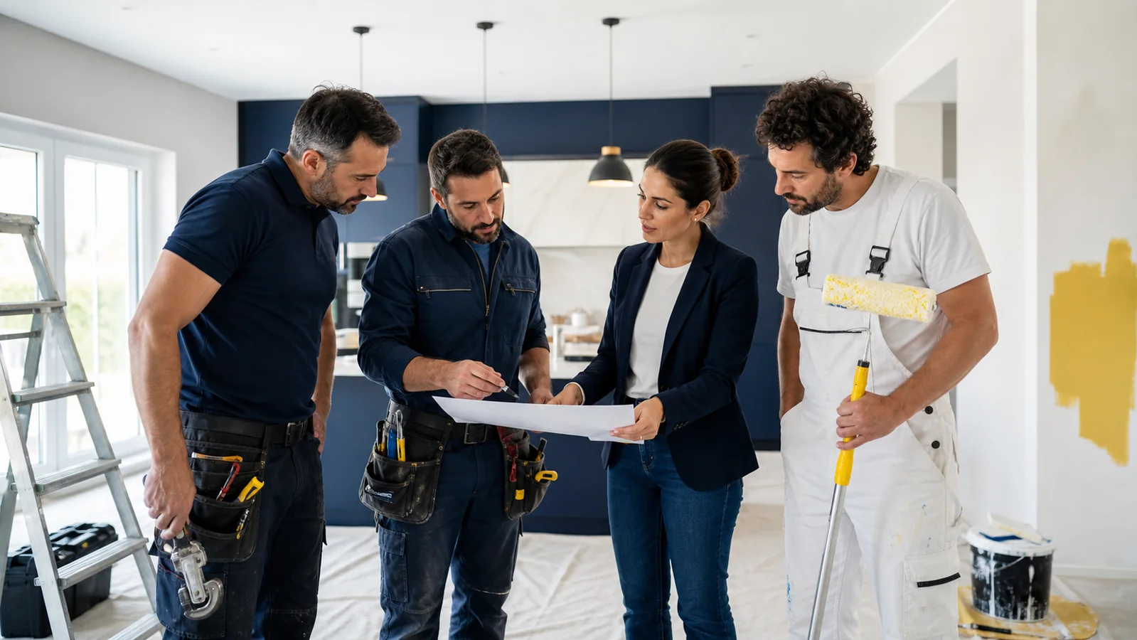 Coordinadora organizando una reparación con distintos gremios