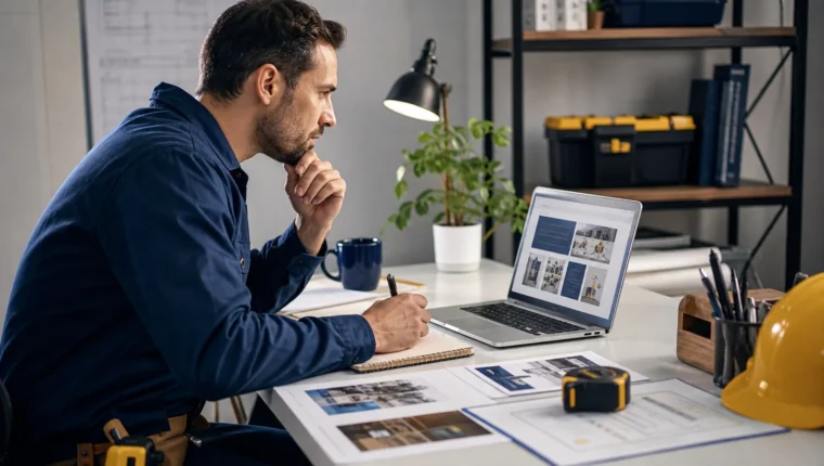 Profesional de oficios preparando su currículum y portfolio